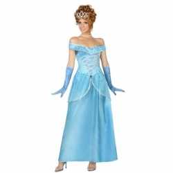Blauwe prinsessen verkleed jurkje goedkoop voor dames