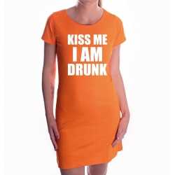Kiss me i am drunk koningsdag jurkje oranje goedkoop voor dames