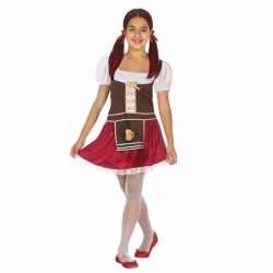 Oktoberfest tiroler verkleed jurkje bruin/rood goedkoop voor meisjes