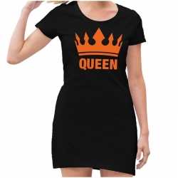 Zwart queen oranje kroon jurkje dames