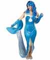 Blauw zeemeermin verkleed kostuum jurkje goedkoop voor dames