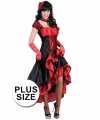 Grote maat rood goedkoop zwarte cancan jurk
