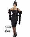 Grote maten zwarte jaren 20 flapper jurkje lang goedkoop voor dames