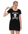 Piraten verkleed jurkje goedkoop doodshoofd zwart goedkoop voor dames