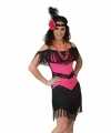 Roze zwart charleston verkleed jurkje goedkoop voor dames
